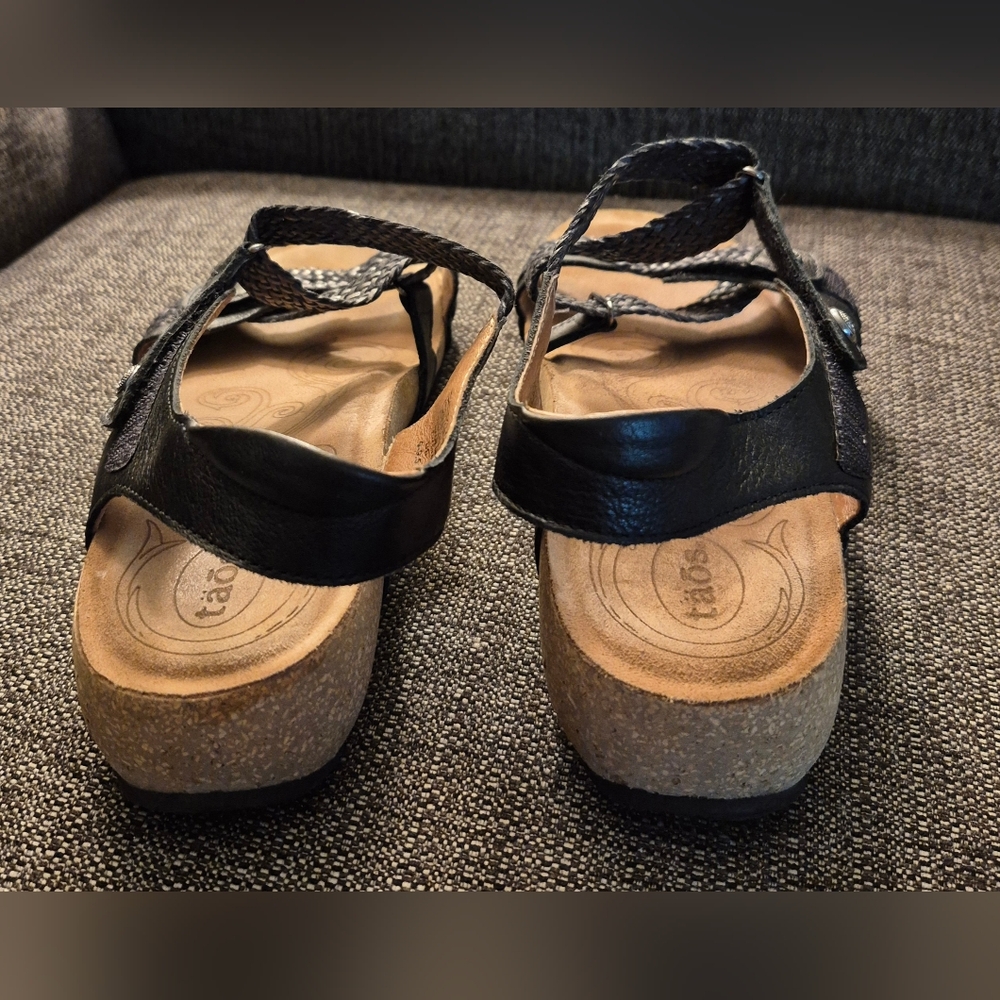 Taos Footwear Black Braided Strappy Sandals - Picture 4 of 11